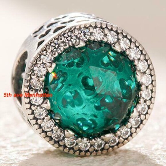 Brand NEW Authentic Pandora GREEN Radiant Charm / Pandora Silver Bracelet - Picture 4 of 9